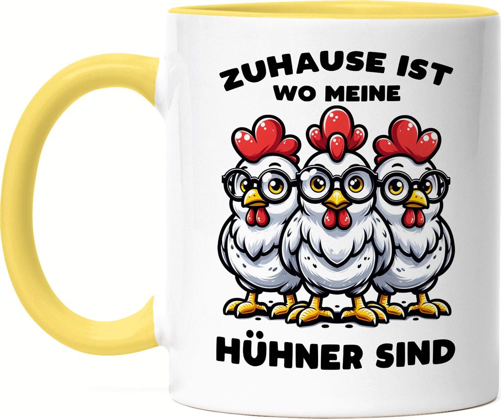 Zuhause ist wo meine Hühner sind Witzige Hühner Tasse Gelb - Kinder Mädchen Bauernhof