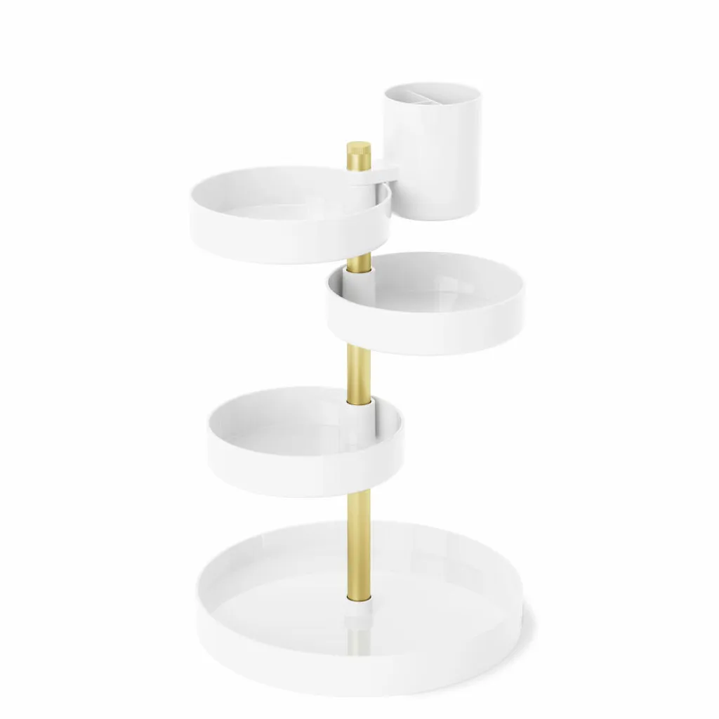 Rangement Maquillage Rotatif Umbra Pirouette en Métal Design Or 230 mm