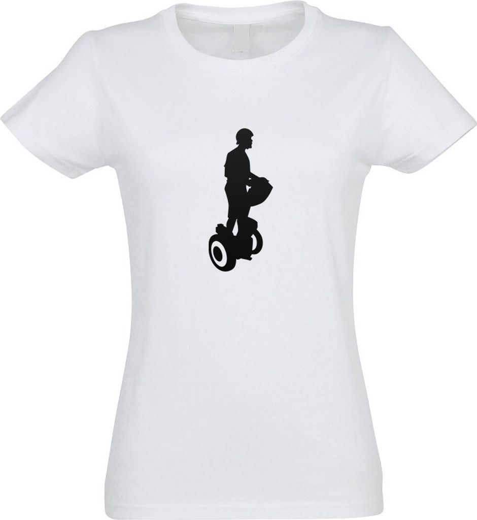 Kiwistar - T-Shirt tailliert - Damen - Weiss - Segway Fahren Figur - mit Motiv Bedruckt - Funshirt Design - Sport - Freizeit - Damen - L