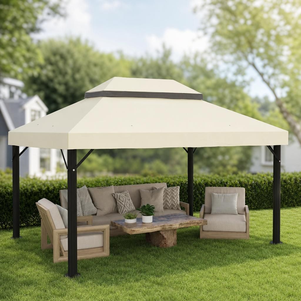 Pavillon Ersatzdach 3x4 m, Ersatzplane zweistufig, 370g Produktbild 