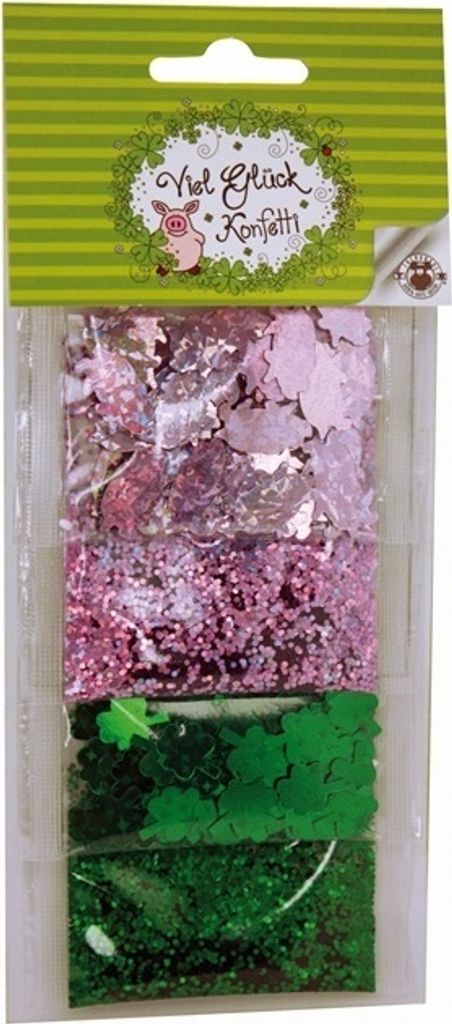 VIEL GLÜCK Konfetti ca. 16 g, 4 Sorten in einer Packung ca. 17x7,5cm