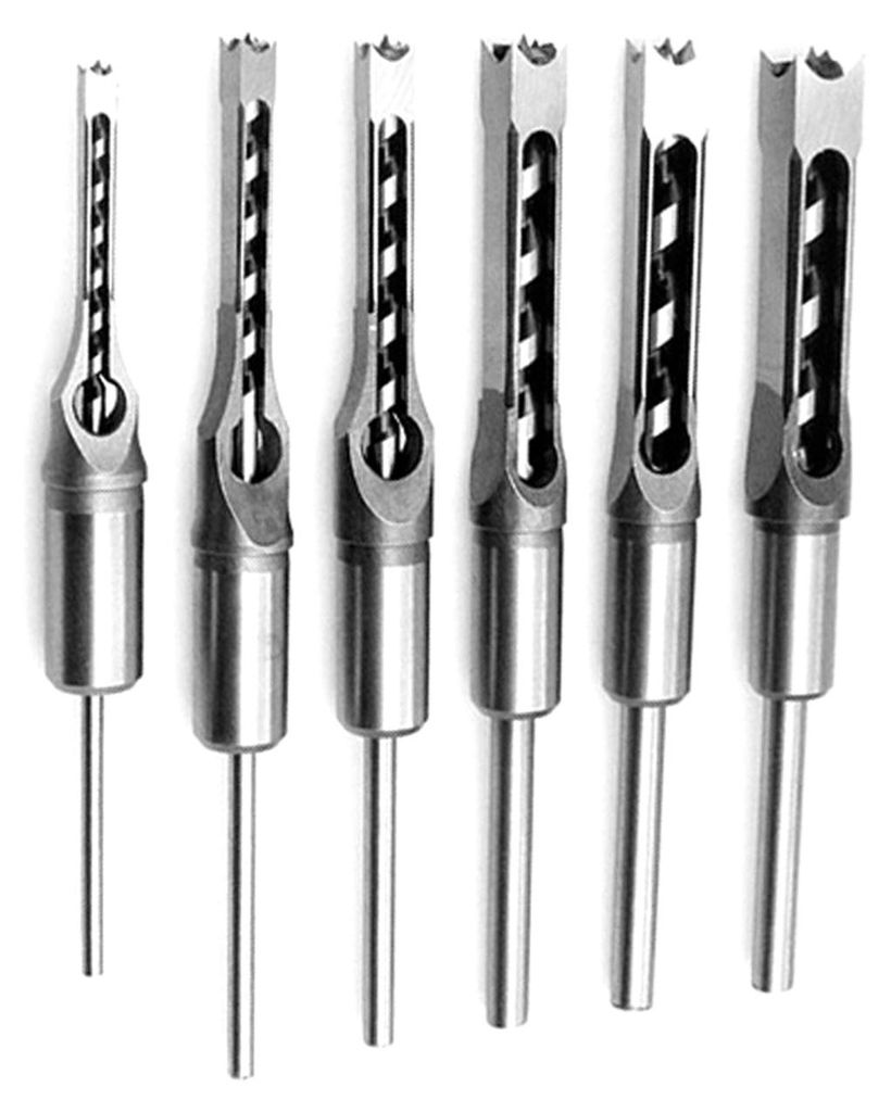 6-teiliges Bohrer-Set für quadratische Löcher, Holzsäge, Stemmmeißel, Stahl-Bits, Set 1/4 Zoll, 5/16, 3/8, 1/2, 9/16, 5/8 Zoll für Holz
