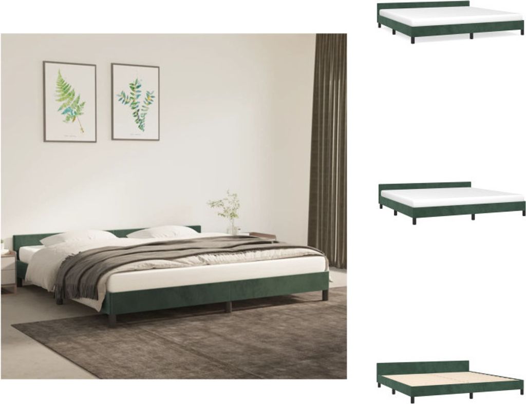 vidaXL Bettgestell mit Kopfteil Dunkelgrün 200x200 cm Samt - Betten & Bettgestelle