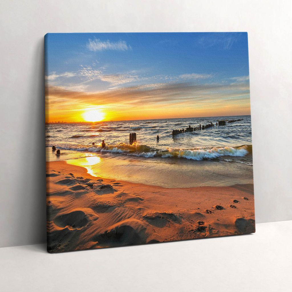 Sunrise over the sea – Leinwandbild Wandbild – 60x60 cm – Leinwandbilder – Wandbilder – Schlafzimmer – Flur