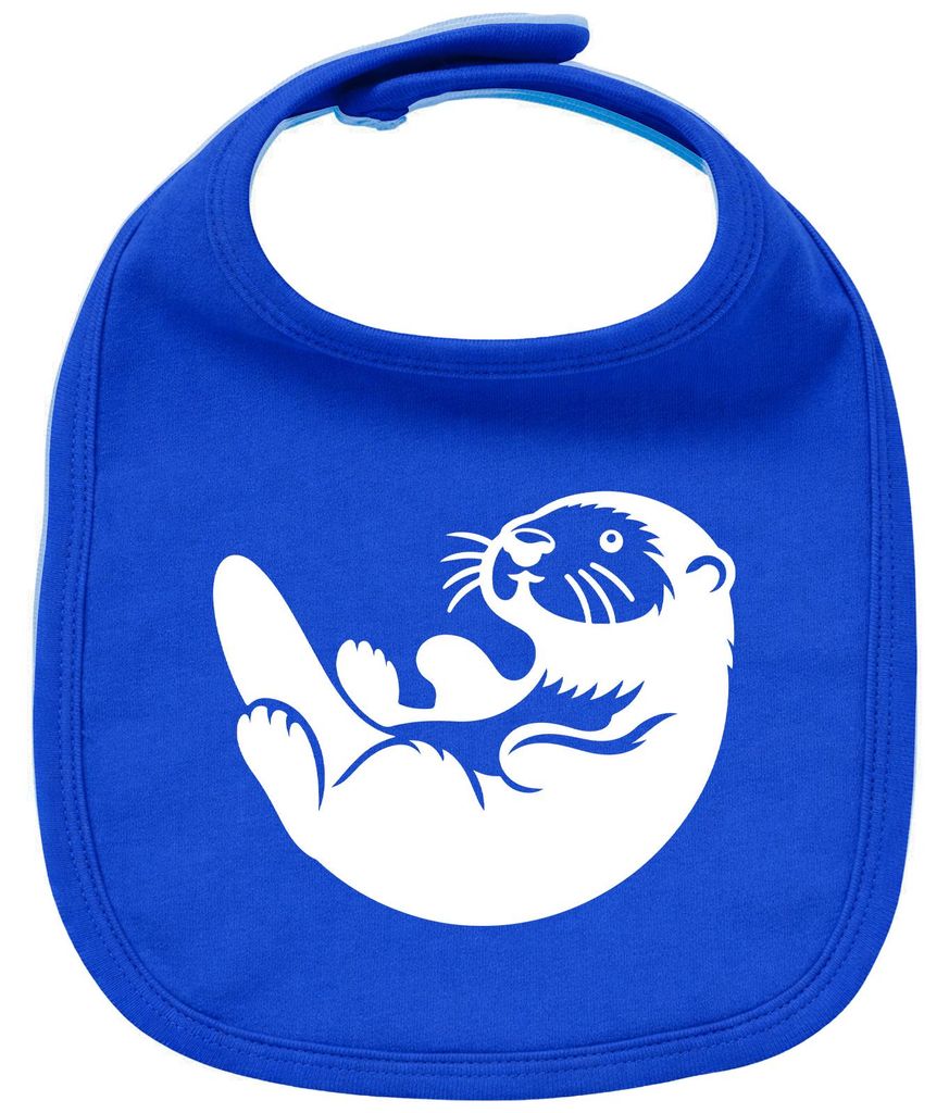 Huuraa Baby Lätzchen Otter Silhouette Royal Blue Klettverschluss Baumwolle Latz Geschenkidee