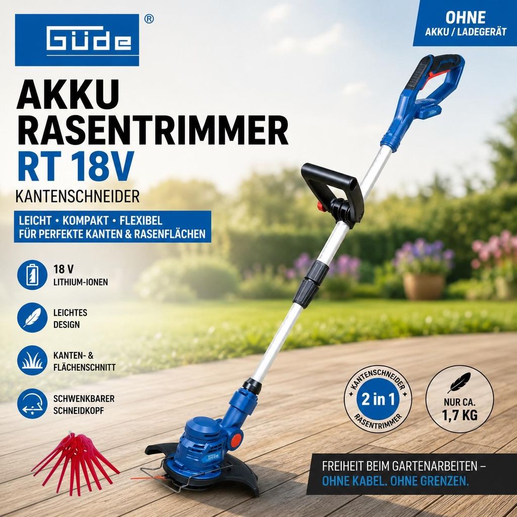 Güde Akku Rasentrimmer RT 18V ohne Akku / Ladegerät Produktbild 