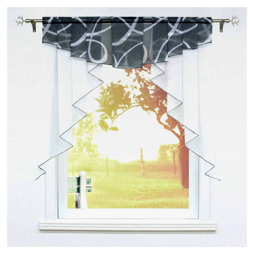 Scheibengardinen für die Küche, Bistrogardinen aus Voile, transparente Kurzgardinen für Kleinfenster, 1 Stück BxH 120x125cm Grau