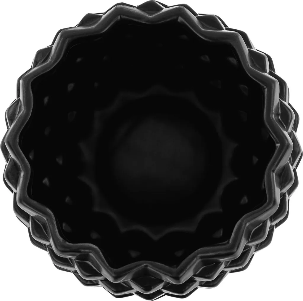 Pot de fleurs en céramique noir brillant Ø19cm avec structure 3D convexe