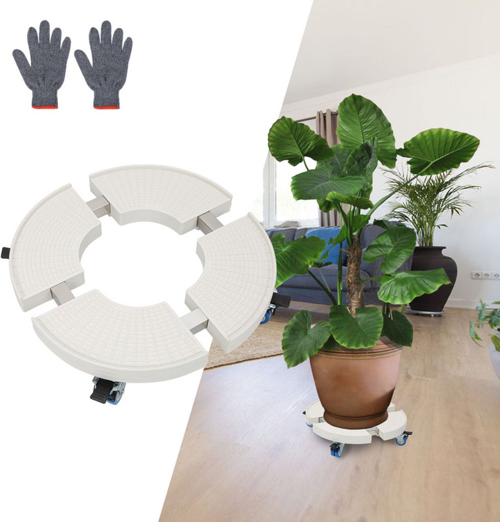 Yakimz Pflanzenroller Rund Ø 38-52cm Einstellbare Blumenroller Rollbrett Pflanzentrolley Außenbereich 360 °Räder bis 200 Kg Für Hausgarten Blu...