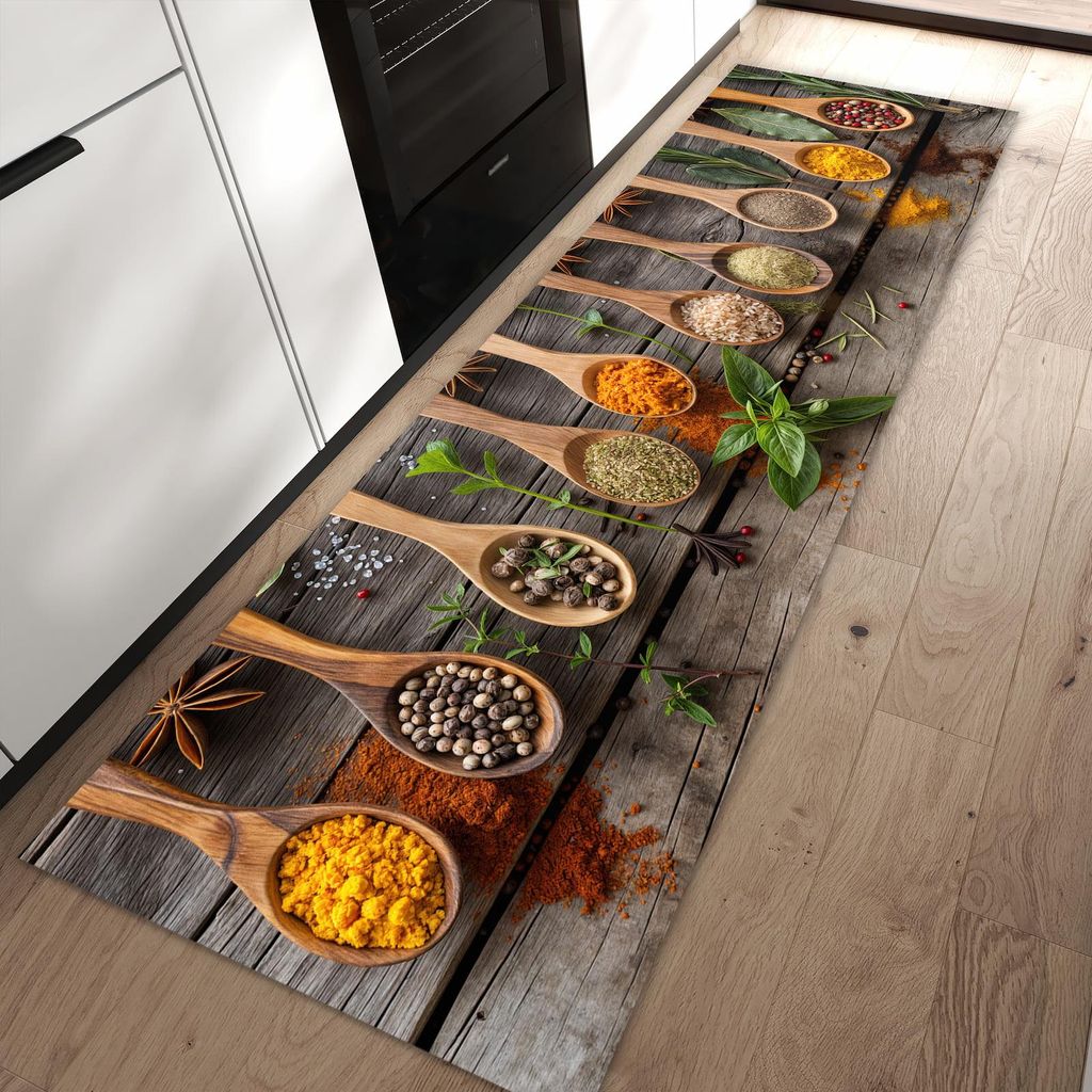 Küchenteppich 60x90cm rutschfest & abwischbar PVC Läufer - Sanfte Küchengewürze