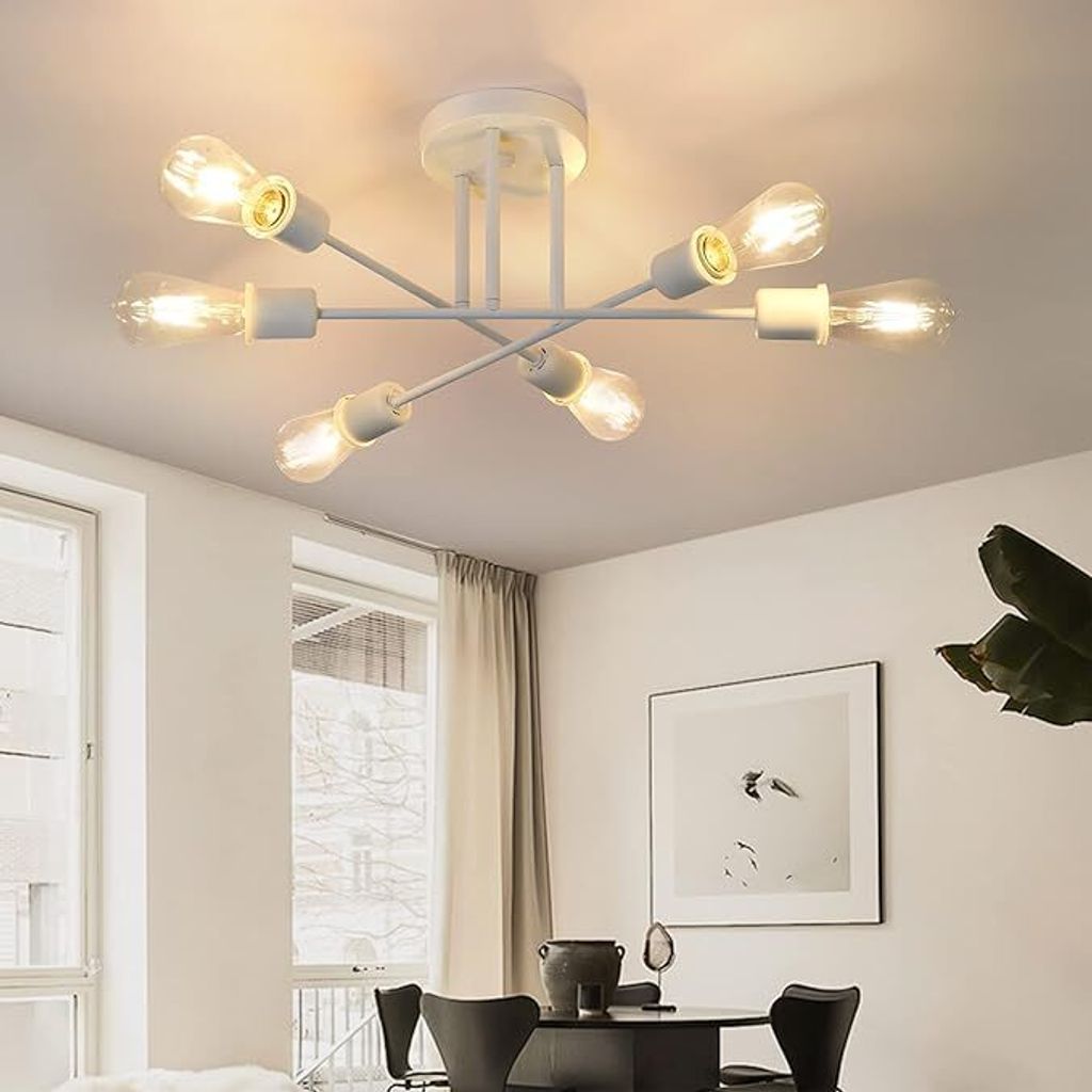 ZMH Deckenleuchte Weiß  6 Flammig Deckenlampe Vintage Produktbild 