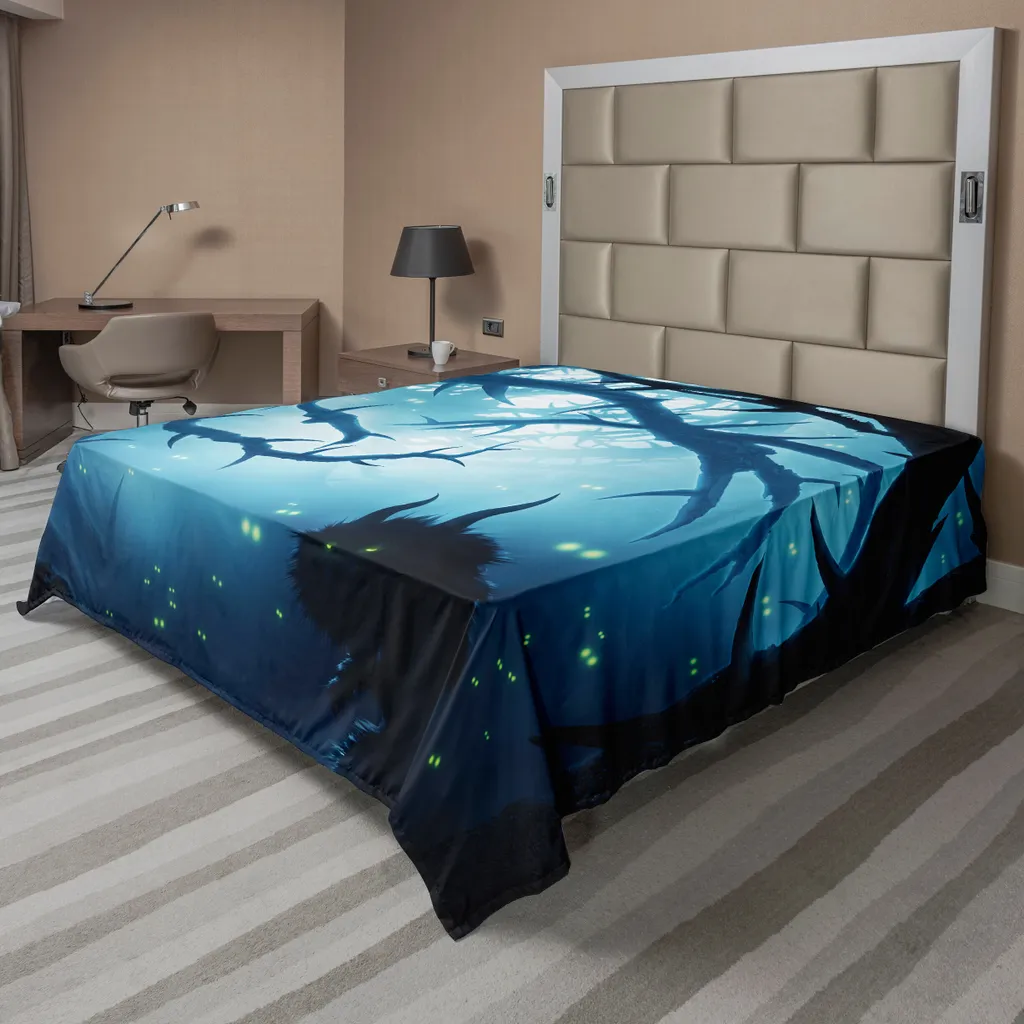 Grand Drap de Lit Plat Décoratif Motif Horreur et Halloween en Tissu Doux