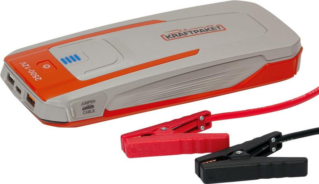 Dino KRAFTPAKET, 12V-2500A Starthilfegerät 59.2Wh, KFZ Starthilfe Powerbank für Diesel & Benziner, Blei-Säure GEL EFB AGM-Batterie, Für Auto Mo...