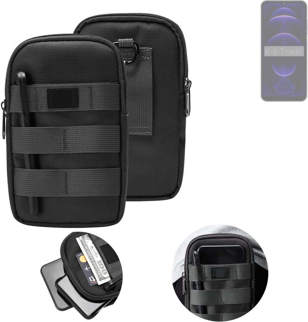K-S-Trade Holster Gürtel Tasche kompatibel mit Hotwav Note 13 Handy Tasche Schutz Hülle dunkel-grau viele Fächer, 1x