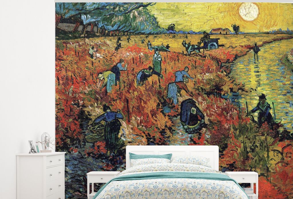 MuchoWow Fototapete für Wohnzimmer oder Schlafzimmer Wandtapete Vinyl Motivtapete Der rote Weinberg - Vincent van Gogh - 275x220 cm - Gemustert