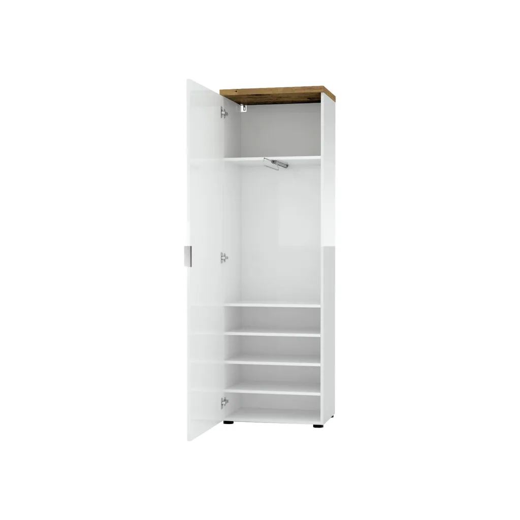 Armoire Multiusage Tani 1 Porte 60x190 cm Blanc Brillant Design Italien