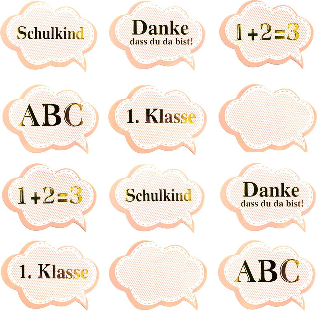 Oblique Unique 12x Konfetti für Schuleinführung Einschulung Schulanfang ABC Schulkind uvm. - rosa gold