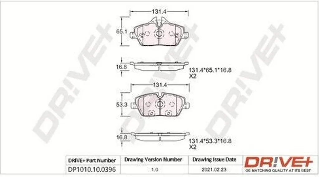 Plaquettes de Frein Dr!ve+ DP1010.10.0396 pour BMW Série 1 et MINI R56