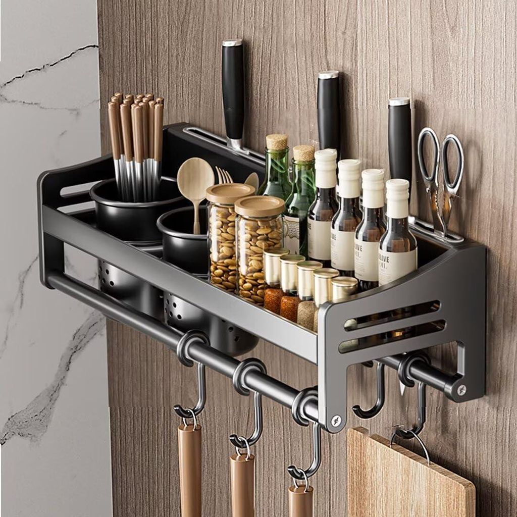 Kräuterregal für die Wand - Kräuterorganizer - 1 Stück - Metall - 40 x 13,4 x 12 cm