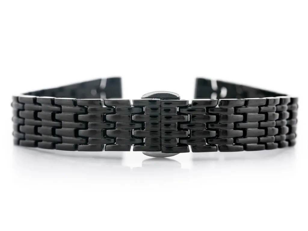 Bracelet Pacific 1 en Cuir Noir 14mm - Finition Souple et Boucle Acier