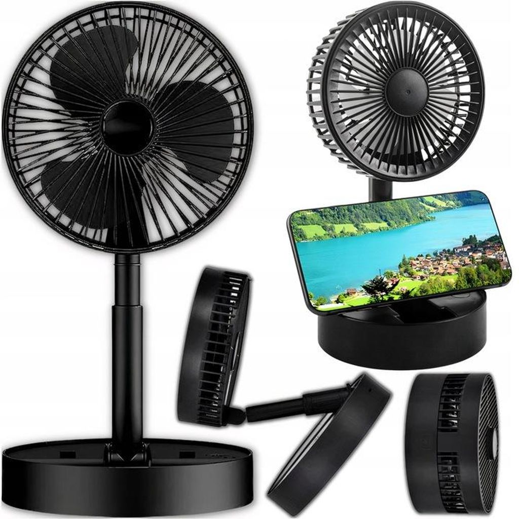 Kabelloser Tischventilator Usb Schwarz – 1200 Mah Akku, 3 Produktbild 