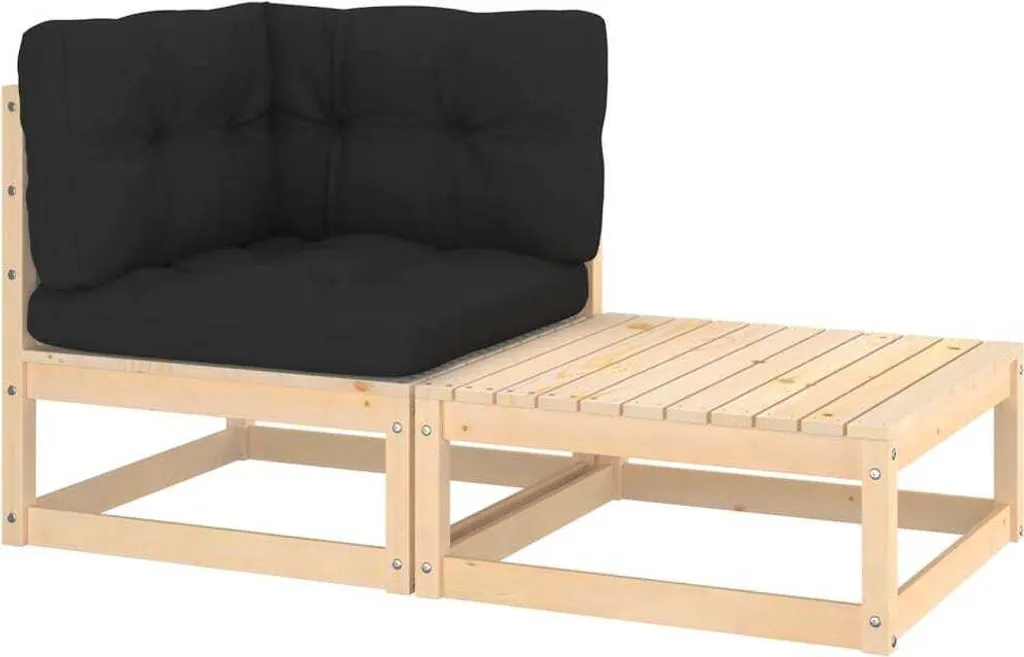 Arredo Giardino in Pino Massello: Set 2 Pezzi con Cuscini Soft