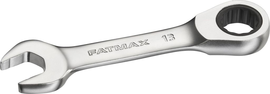 STANLEY FATMAX Ringmaulschlüssel mit Ratsche 13 mm, kurze Ausführung, 72 Zähne, 12-Kant, 15° gekröpft