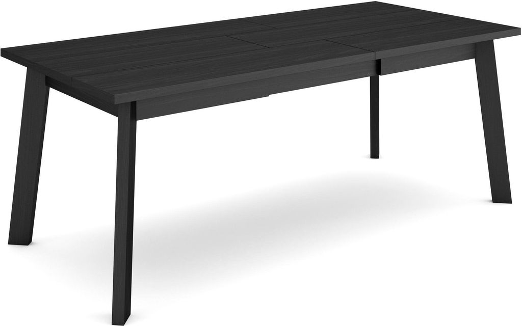 Esszimmertisch, 194x90x75cm, Für 10 Gäste, Hölzerne Beine, Schwarz