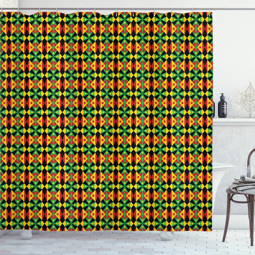 Tenda Doccia ABAKUHAUS Forte e Colorata: 175x180 Kente Garantita