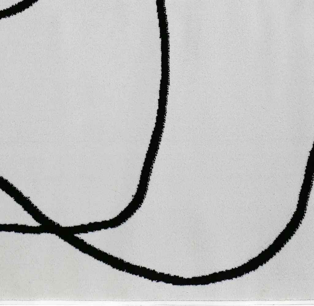 Tapis rectangulaire à poils courts design abstrait noir et blanc 120x170