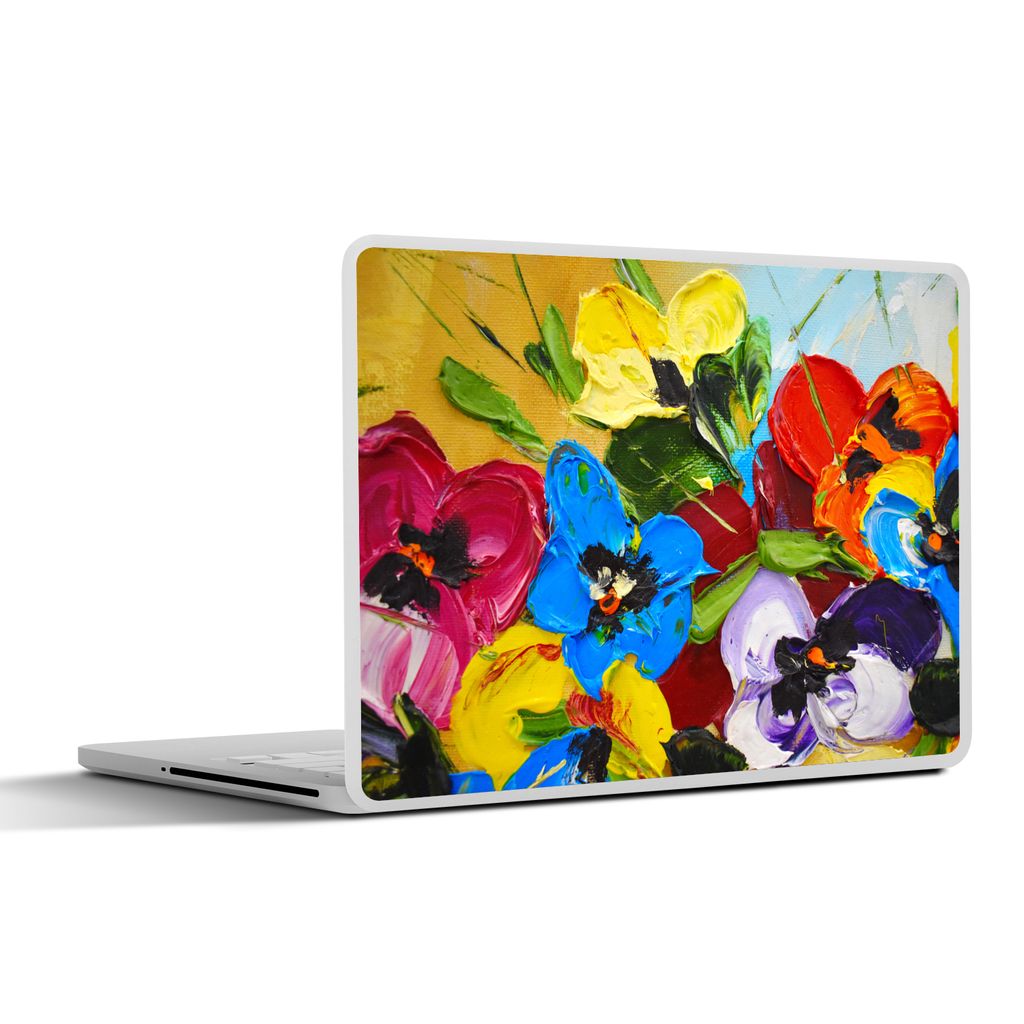 MuchoWow Laptop Aufkleber Sticker Cover Ölfarbe - Malerei - Blumen 36.5x27.5 cm - Laptop-Sticker