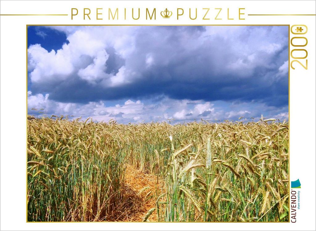 CALVENDO Puzzle Strohweg durch ein Kornfeld in Germerode 2000 Teile Puzzle quer | 2000 Teile Lege-Größe 90x67cm Foto-Puzzle für glückliche Stunden