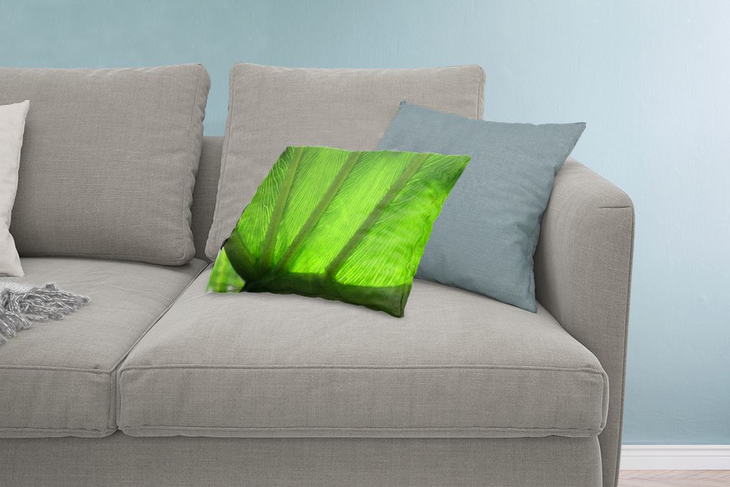 MuchoWow Zierkissen Sofakissen Wohnzimmer Dekokissen 60x40 cm Großes Blatt mit Adern - Kopfkissen - Polster mit Foto