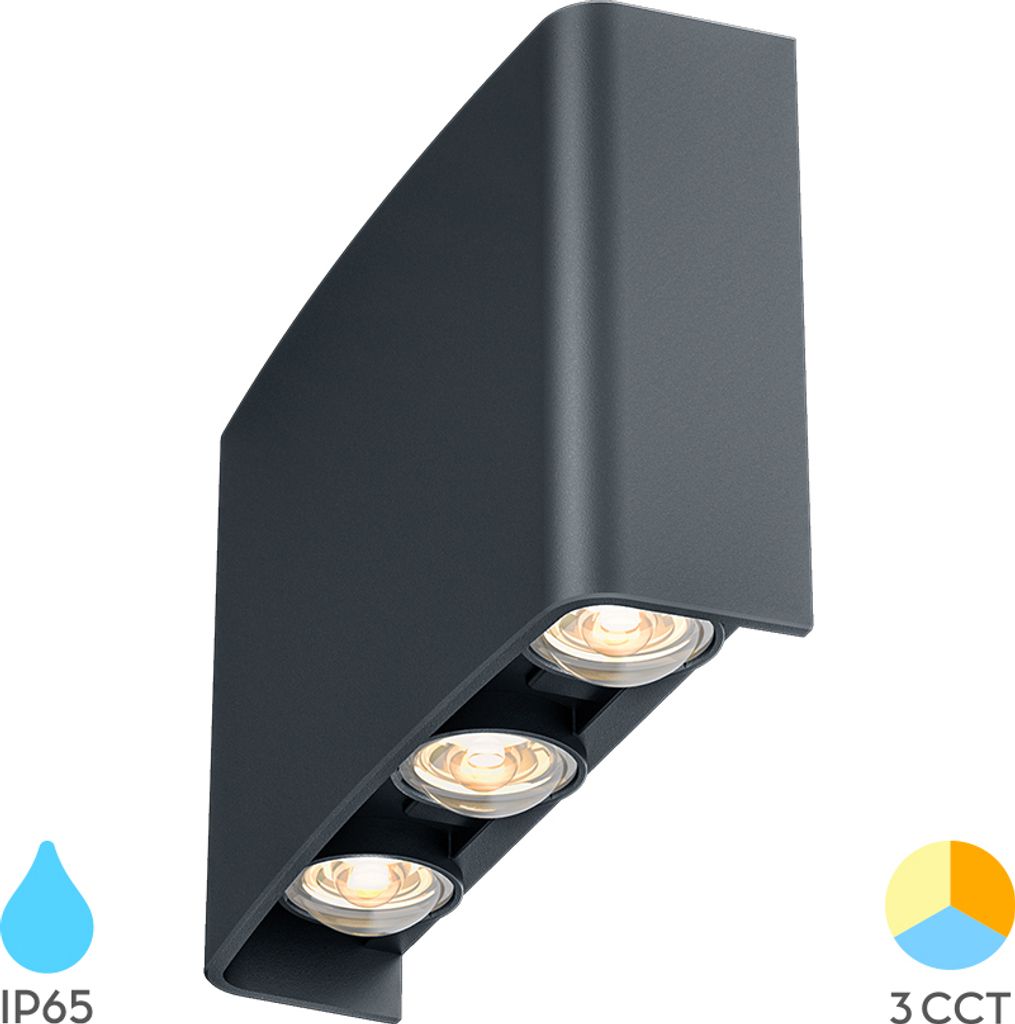 Braytron LED Wandleuchte Außen Anthrazit Strahler 6X1W Produktbild 