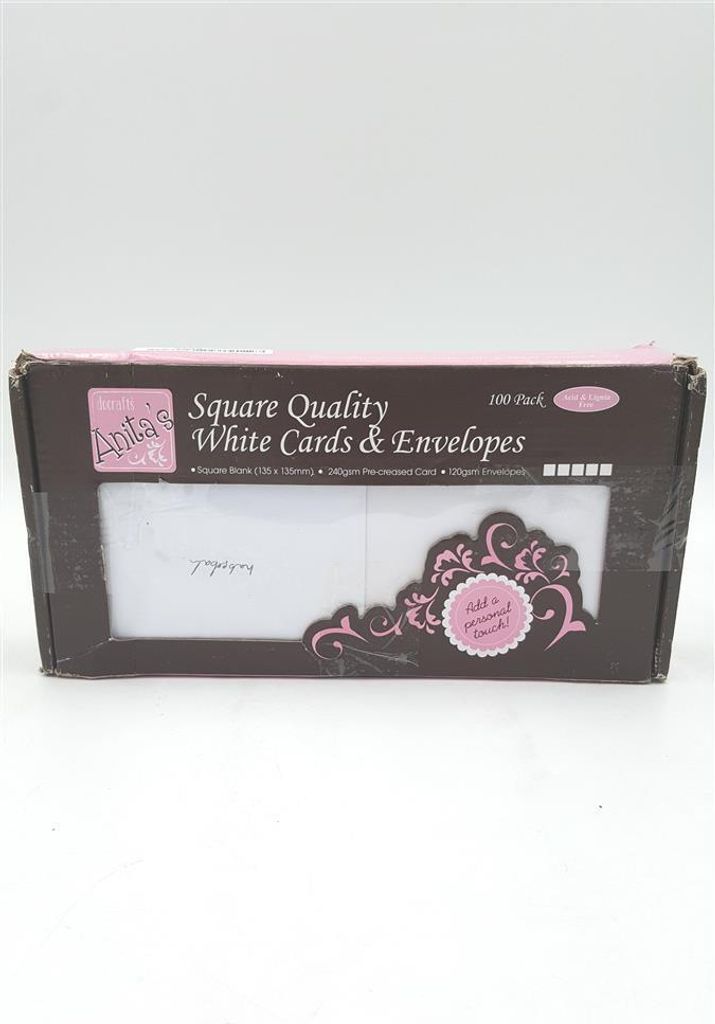 DocRod LLC DoCrafts Anita's 100 Pack Blank Cards White Square (135 x 135mm)