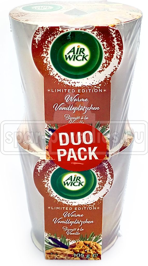 Air Wick Wohlfühl-Duftkerze DUO Himmlische Vanillesterne Kerze 2 x 105g
