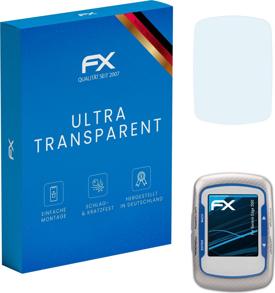 atFoliX FX-Clear 3x Schutzfolie kompatibel mit Garmin Edge 500 Displayschutzfolie