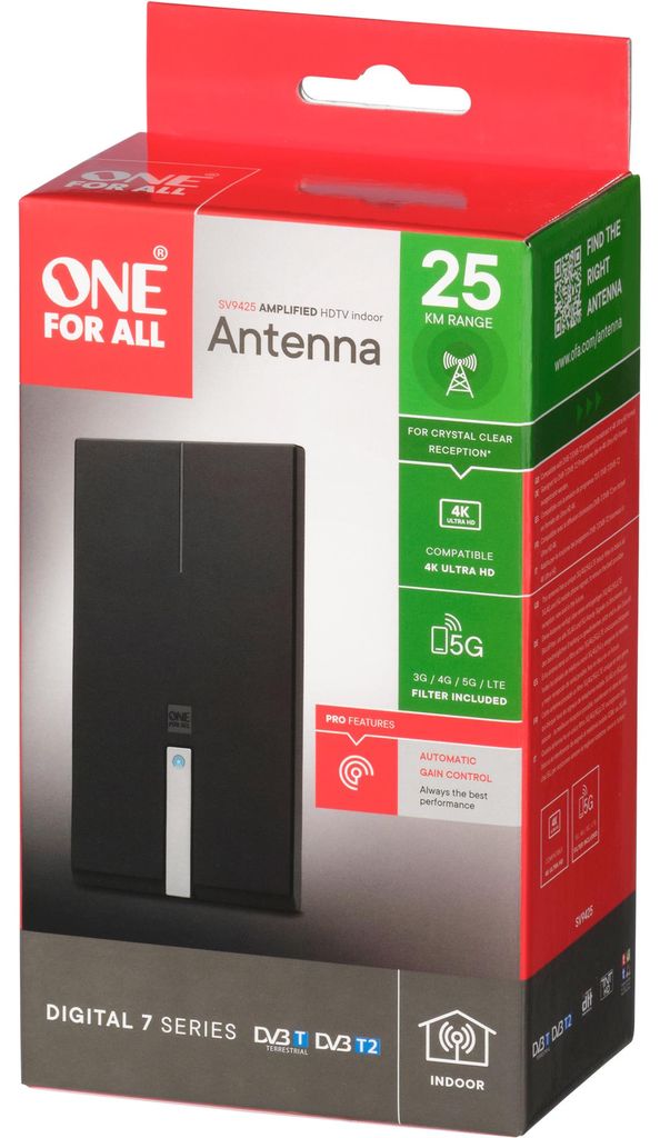 One For All SV 9425, Drinnen, Schwarz, 1,5 m, DVB-T, Produktbild 