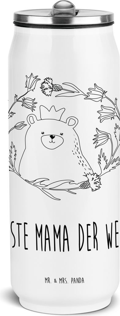 Mr. & Mrs. Panda Trinkflasche Bär Königin - Weiß - Geschenk, Mutti, sport, Getränkeflasche, Teddy, Mom, Schul, Beste Mama, Wasserflasche, Therm...
