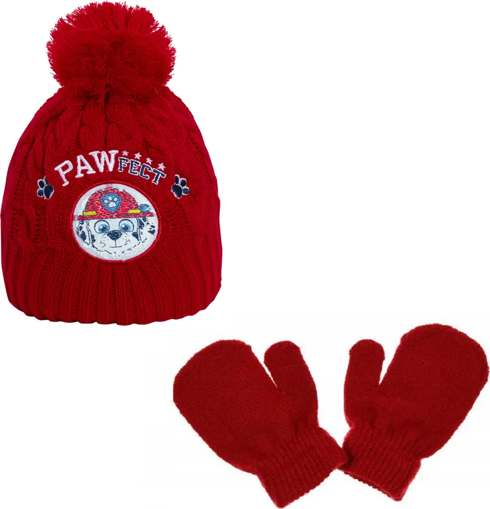 Offerta Set Inverno Paw Patrol Rosso: Cappello Disney e Guanti Stretch