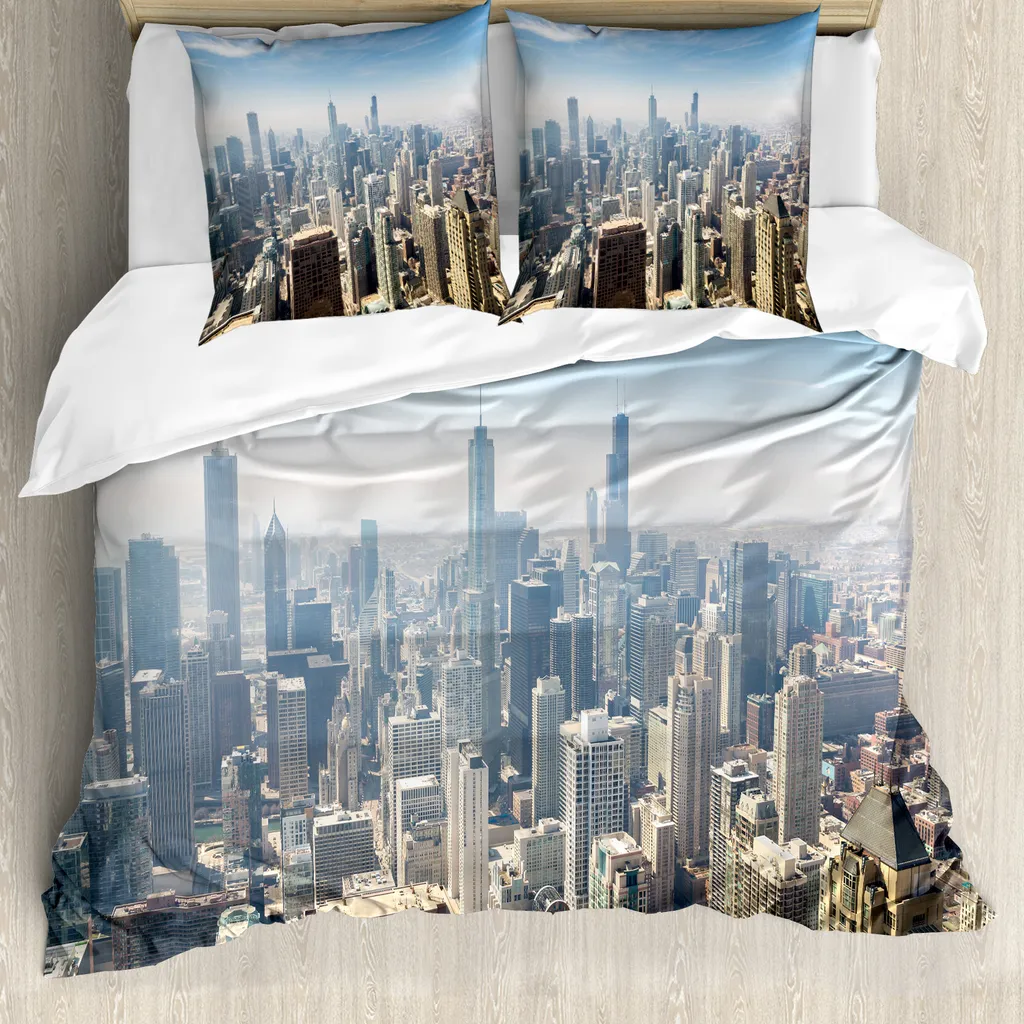 Duvet Cover Set Chicago ABAKUHAUS Matrimoniale Blu Urban Style