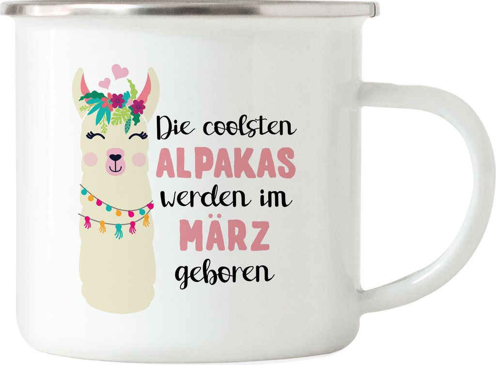 Die Coolsten Alpakas Werden im März Geboren Emaille Tasse Wunschmonat Geschenkidee Geburtstag