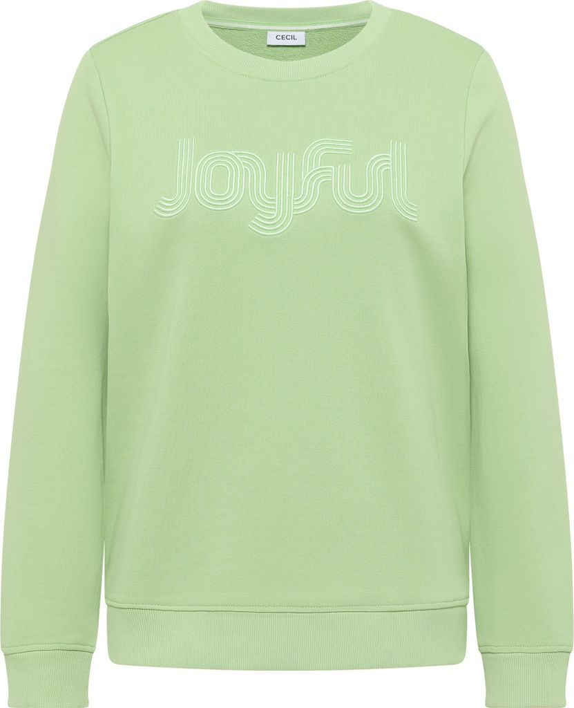 CECIL Damen Sweatshirt mit Stickerei Rundhals bamboo green