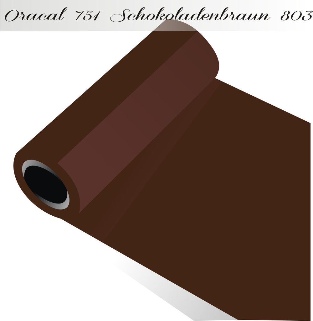 Oracal 751 - Orafol Folie 5m (Laufmeter) freie Farbwahl 118 glänzende Farben - glanz in 4 Größen, 63 cm Folienhöhe schokoladenbraun - 803