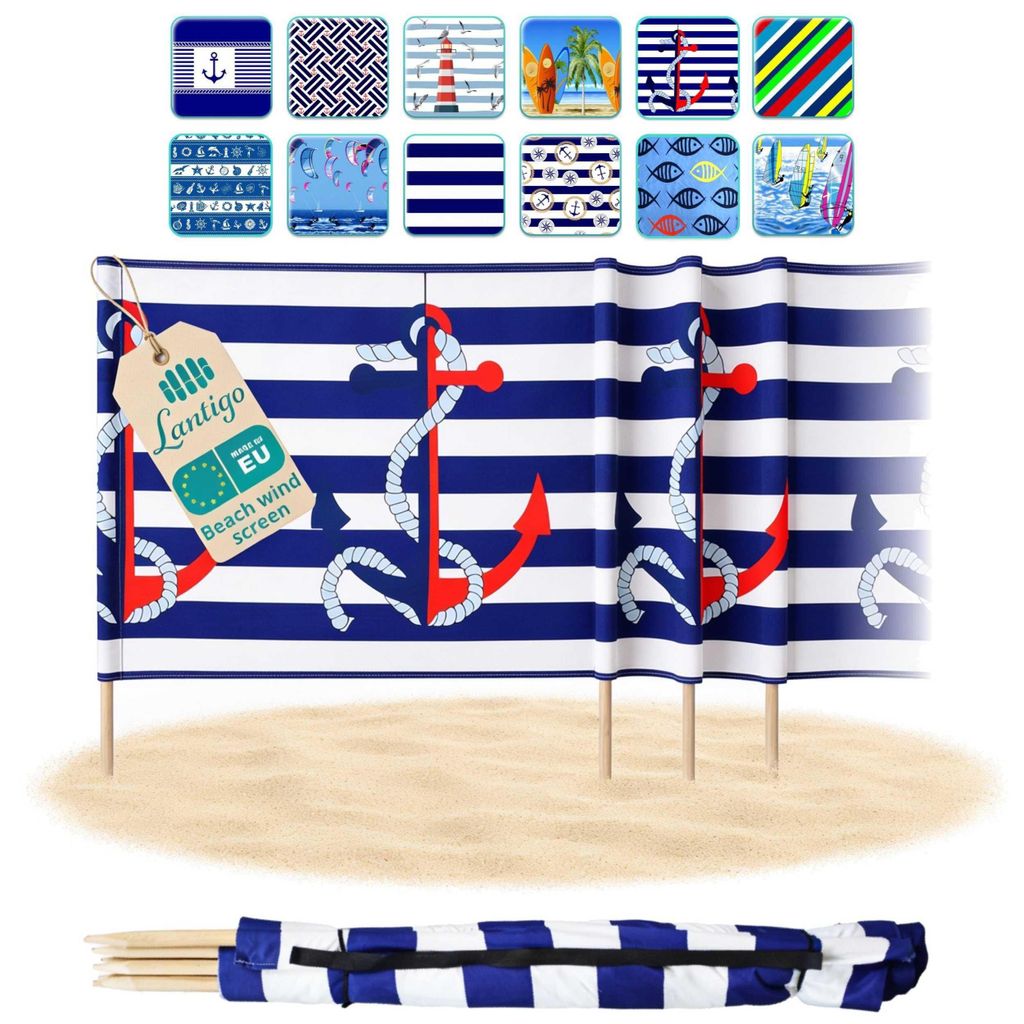 Lantigo Paravent de Plage Ancre rouge et bleue 10 m Image du produit 