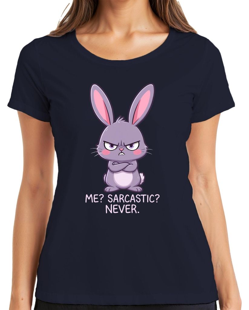 Me Sarcastic Never grumpy bunny lila Hase lustig Geschenk Ostern Damen T-Shirt, Navy, XL