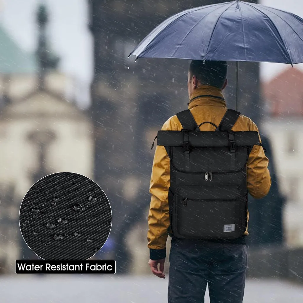 Sac à dos Rolltop imperméable avec compartiment PC 17,3 pouces noir - 5