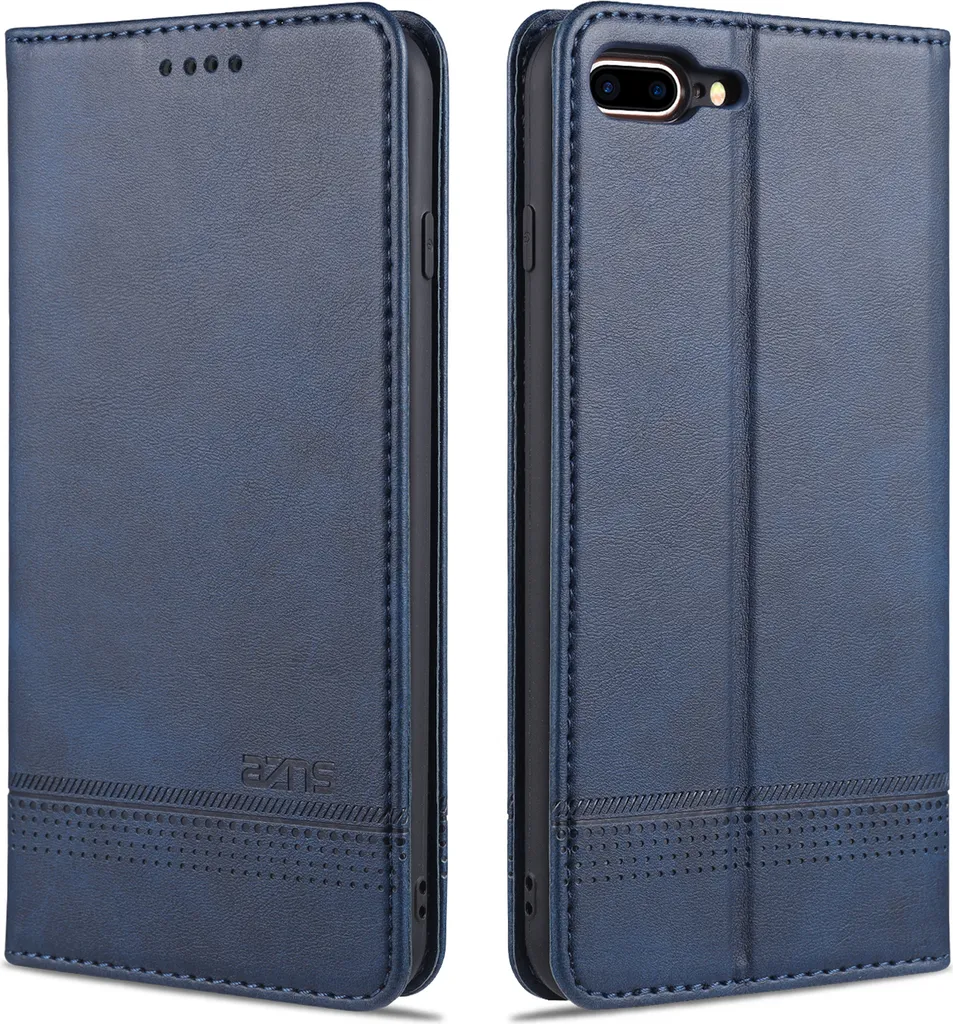Custodia Flip Pelle Blu iPhone 8 Plus - Elegante Portafoglio Slim