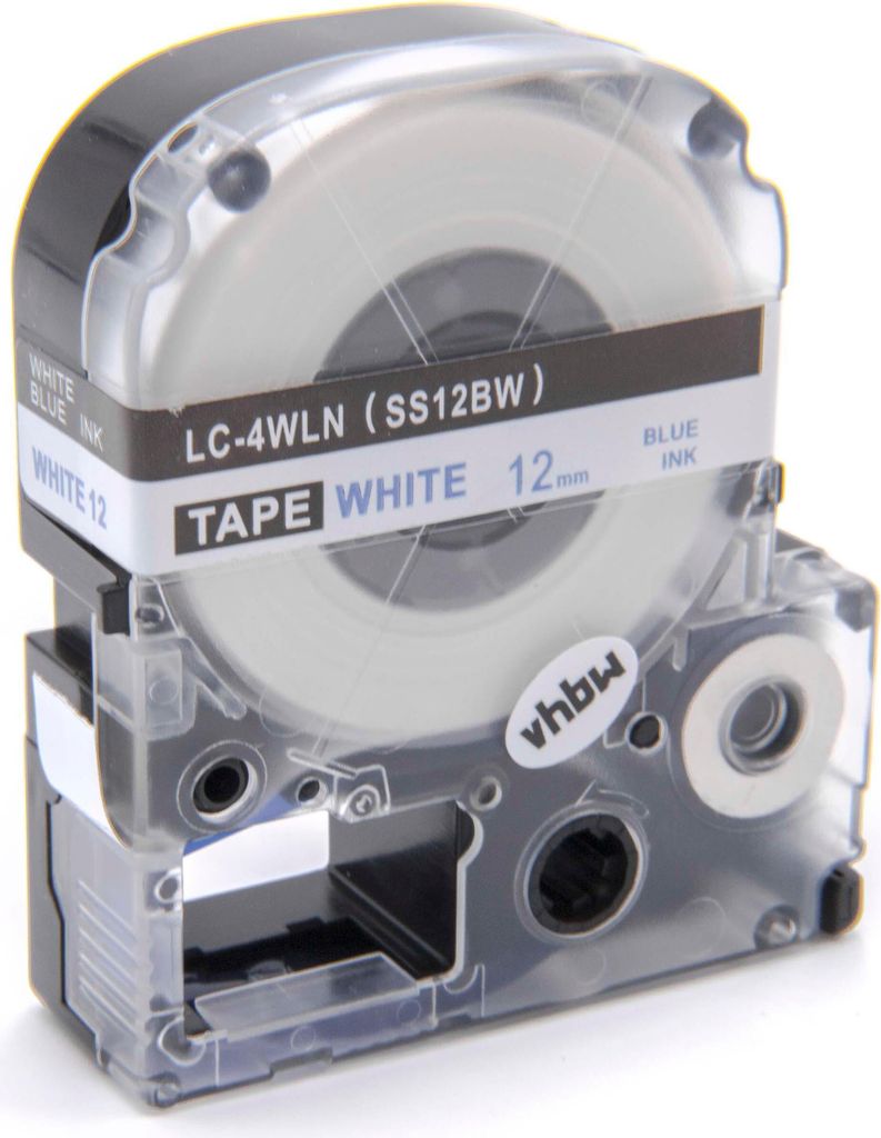 vhbw Schriftband-Kassette kompatibel mit KingJim SR3900C, SR150, SR3700P, SR330, SR300TF, SR180, SR230C Etiketten-Drucker 8m x 12mm Blau auf Weiß