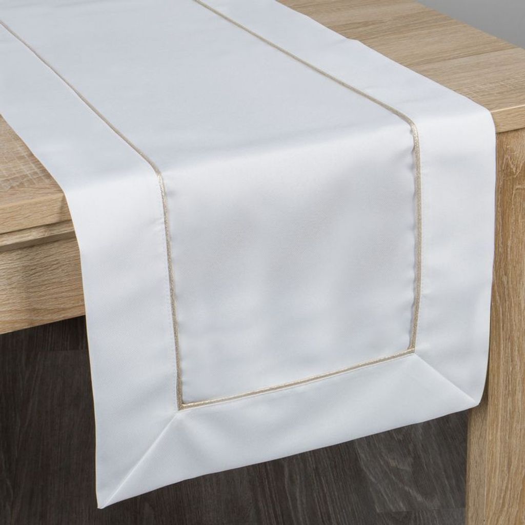 Festliche Tischdecke Tischdekoration MADELE weiß gold 40x140